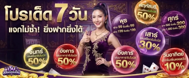 สล็อตเครดิตฟรี100ล่าสุด โปรโมชั่น โปรเด็ด 7 วัน